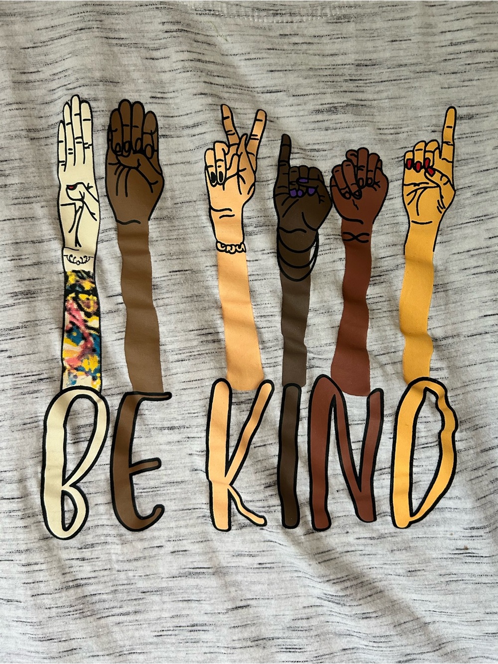 Be Kind Graphic Tee Light Gray Inspirational Short Sleeve T-Shirt Size Small - Picture 5 of 9